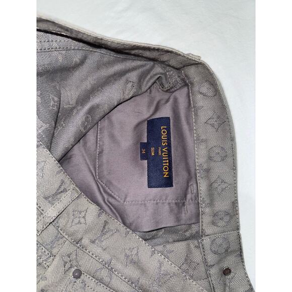 Louis Vuitton DL0 Monogram Slim Jeans All Over Logo Grey Denim Classic Pants 34 - Picture 11 of 15